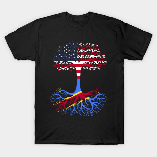 American Grown Democratic Republic of the Congo Roots Democratic Republic of the Congo Flag T-Shirt by BramCrye